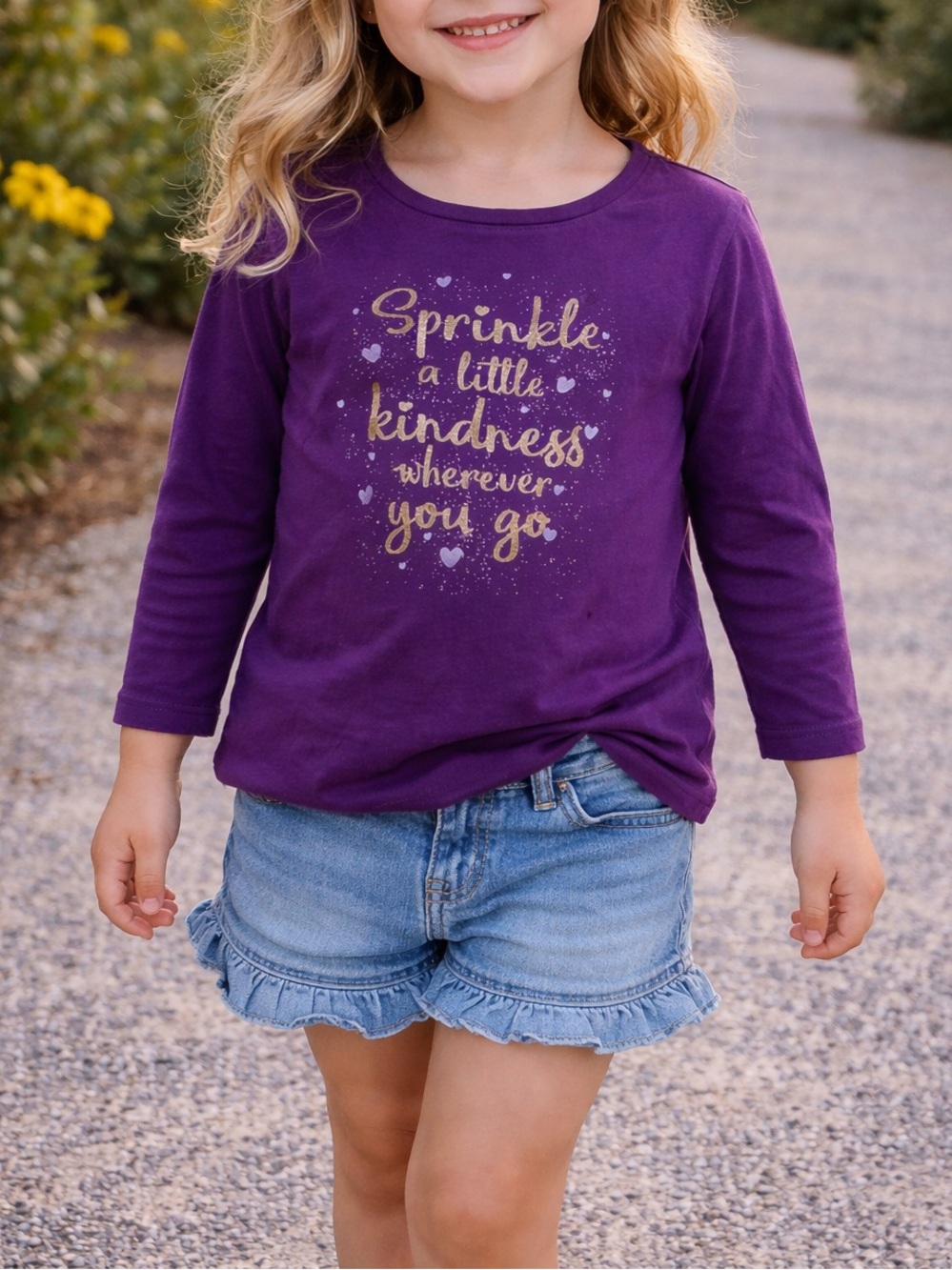 George Purple Graphic Long Sleeve Shirt Size 5T | Kindness Tee Toddler Girl